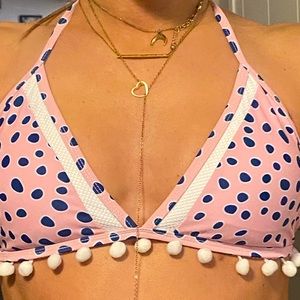 Pink Lily | sailing through paradise | polka dotted triangle  bikini top | Sz S